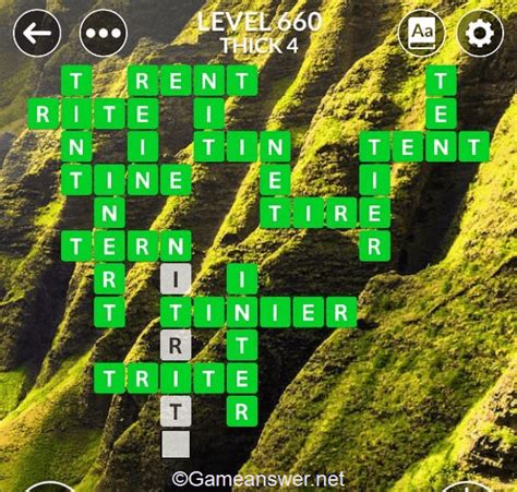 Each level has a new set of letters and progressively gets more difficult. . Level 660 wordscapes